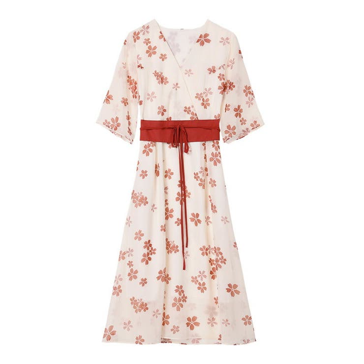 和柄 花柄ワンピース カシュクール[品番：JSFW0010939]｜JS