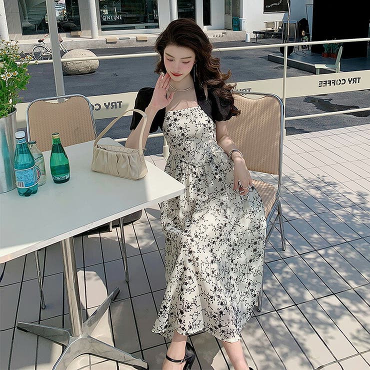 花柄ワンピース Aラインワンピース ホルターネック[品番 花柄ワンピース Aラインワンピース ホルターネック[品番