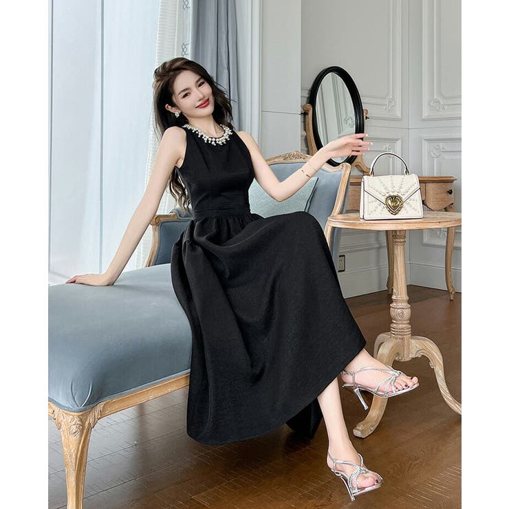 ◆ シャンゼリゼ パーティ ドレス フレア ロング ワンピース 日本製