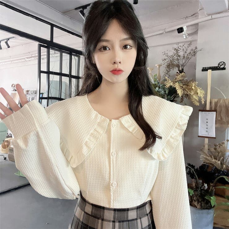 セーラーカラーブラウス 全2色 フリル襟[品番：JSFW0011834]｜JS