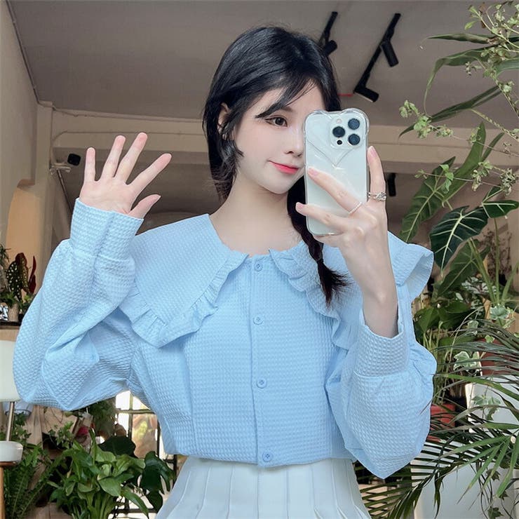 セーラーカラーブラウス 全2色 フリル襟[品番：JSFW0011834]｜JS