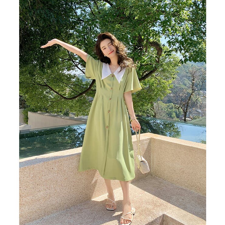 美品 Arpege story カラーボイルAラインワンピース ドット 茶色 美品 Arpege story カラーボイルAラインワンピース ドット 茶色