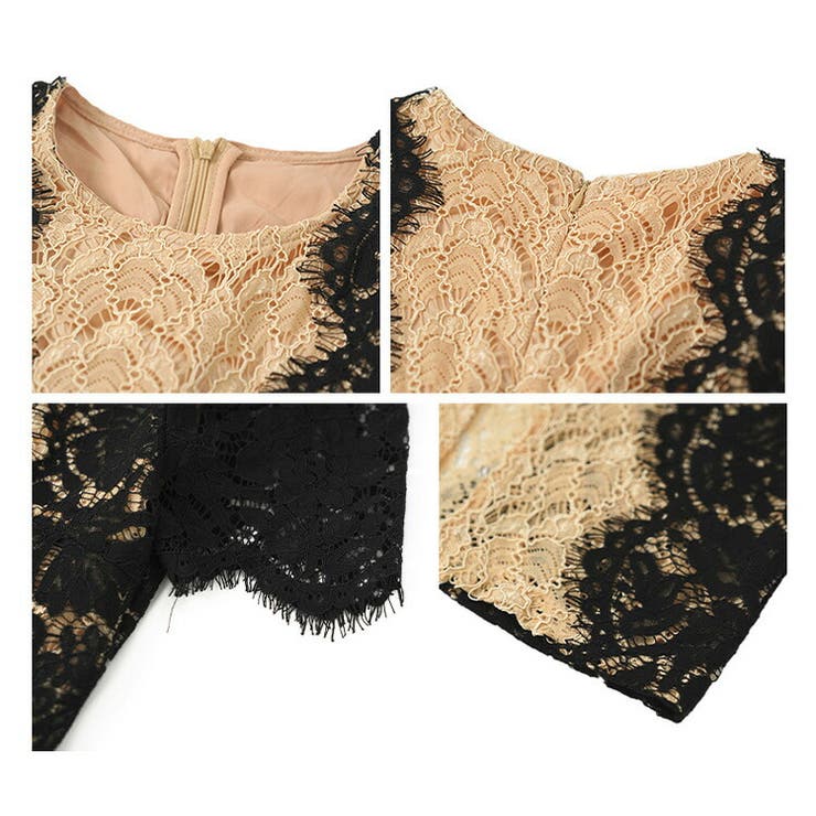 タイトワンピ レースワンピ バイカラー | JS FASHION | 詳細画像14 