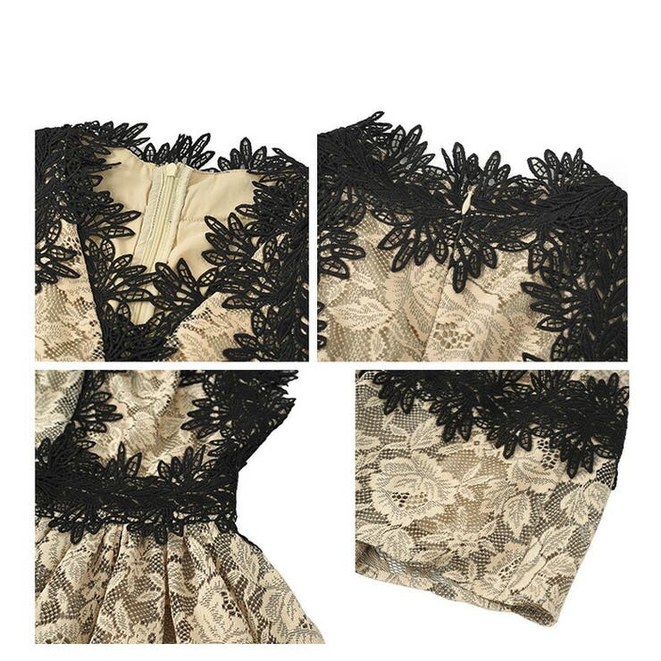 花柄ワンピ Aライン レース[品番：JSFW0011622]｜JS FASHION