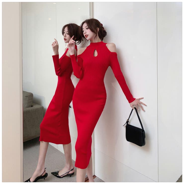 ニットワンピース 全3色 オープンショルダー[品番：JSFW0011316]｜JS  FASHION（ジェーエスファッション）のレディースファッション通販｜SHOPLIST（ショップリスト）