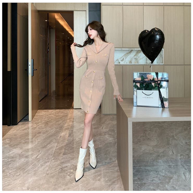 ニットワンピース 全2色 襟付き[品番：JSFW0011317]｜JS  FASHION（ジェーエスファッション）のレディースファッション通販｜SHOPLIST（ショップリスト）