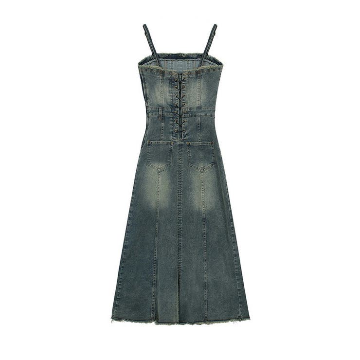 デニムワンピース ノースリーブ レースアッピ[品番：JSFW0011710]｜JS