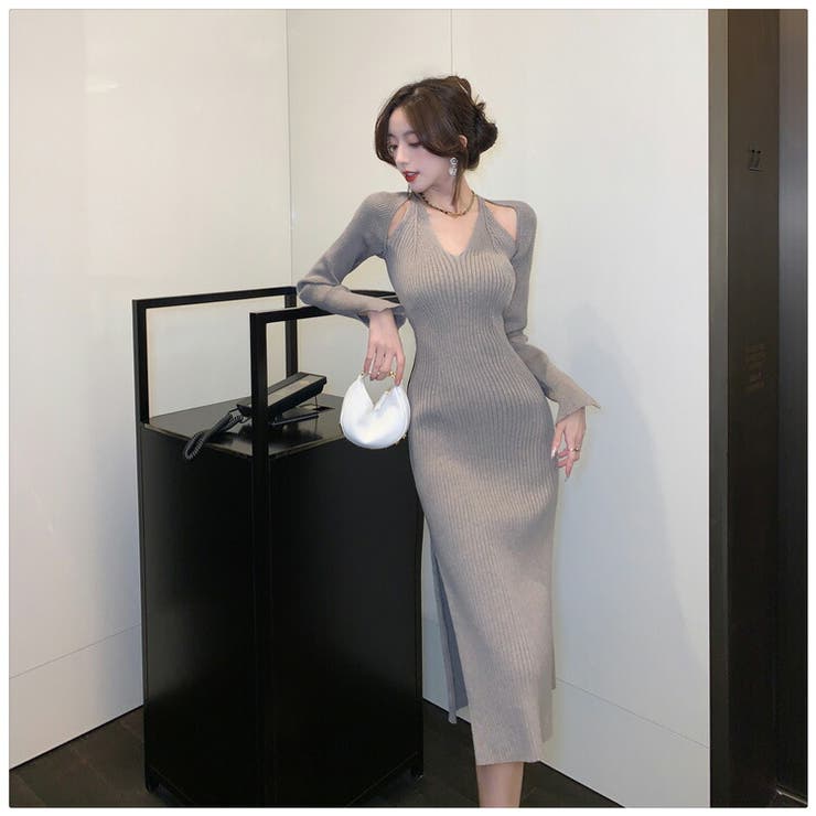 ニットワンピース 全3色 Vネック | JS FASHION | 詳細画像6 