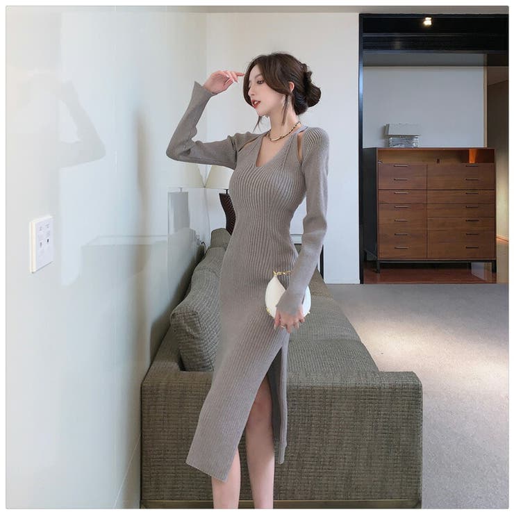 ニットワンピース 全3色 Vネック | JS FASHION | 詳細画像8 