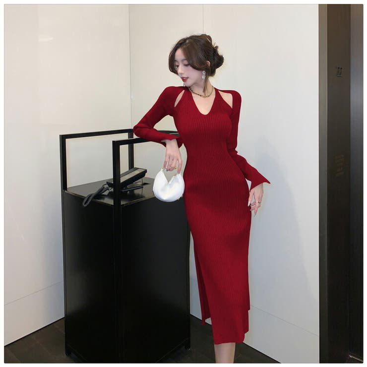 ニットワンピース 全3色 Vネック | JS FASHION | 詳細画像12 