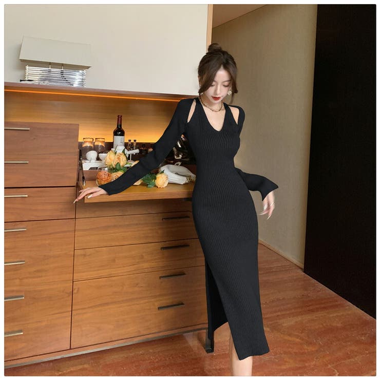 ニットワンピース 全3色 Vネック | JS FASHION | 詳細画像16 