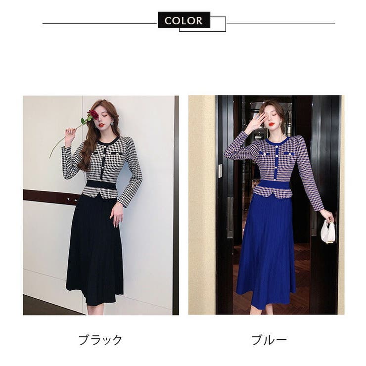 チェック柄 ニットワンピース 全2色[品番：JSFW0012005]｜JS