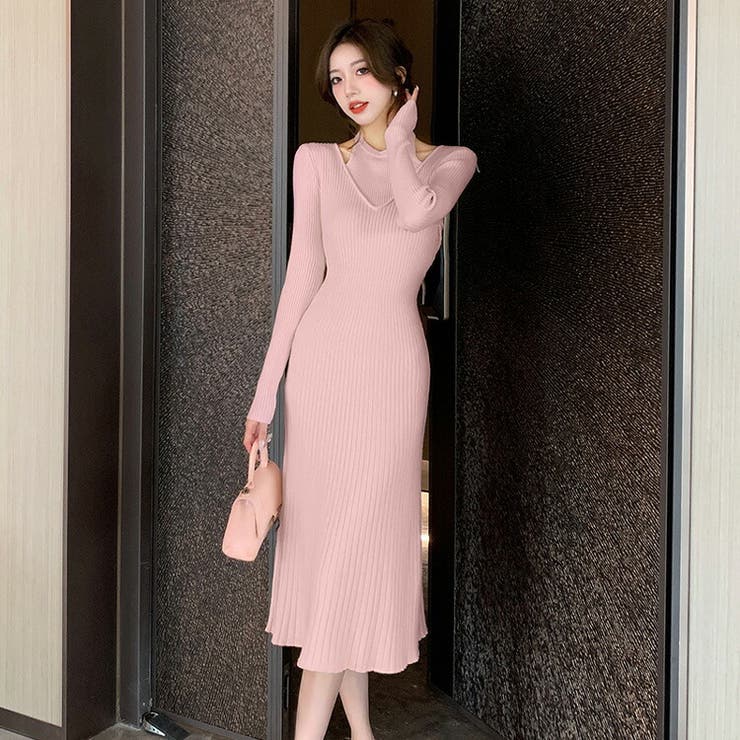 レイヤードデザインニットワンピース レイヤードニットワンピース – Maison de Lyla