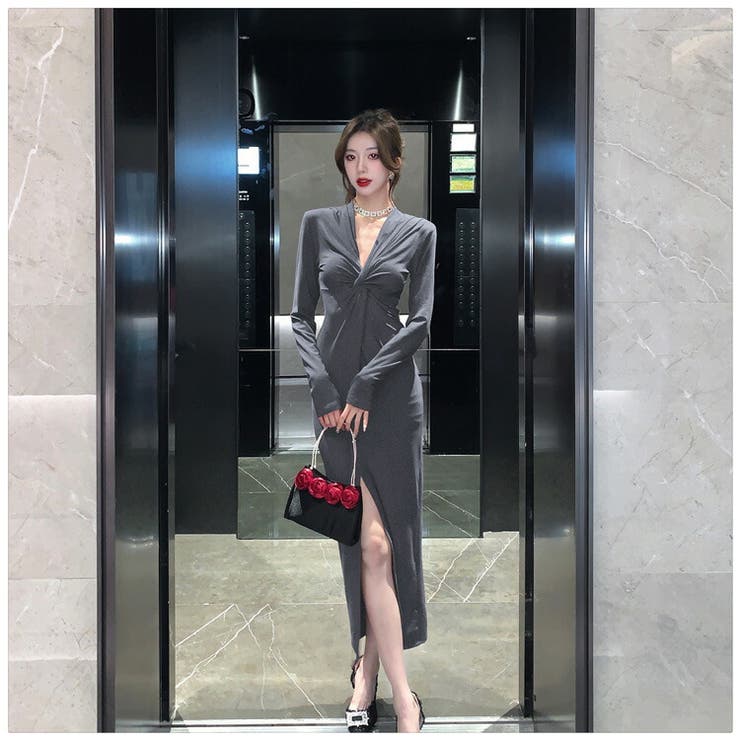 タイトワンピース 全4色 Vネック[品番：JSFW0011908]｜JS