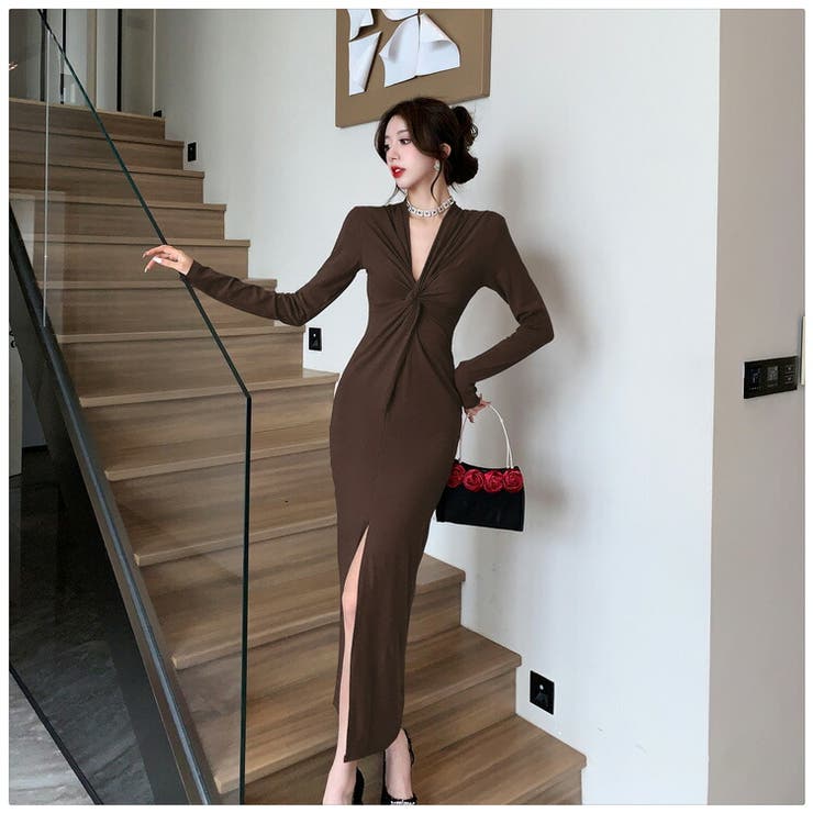 タイトワンピース 全4色 Vネック[品番：JSFW0011908]｜JS