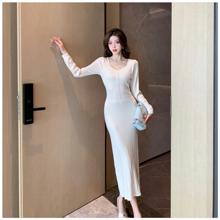 ニットワンピース 全3色 Aライン[品番：JSFW0011990]｜JS