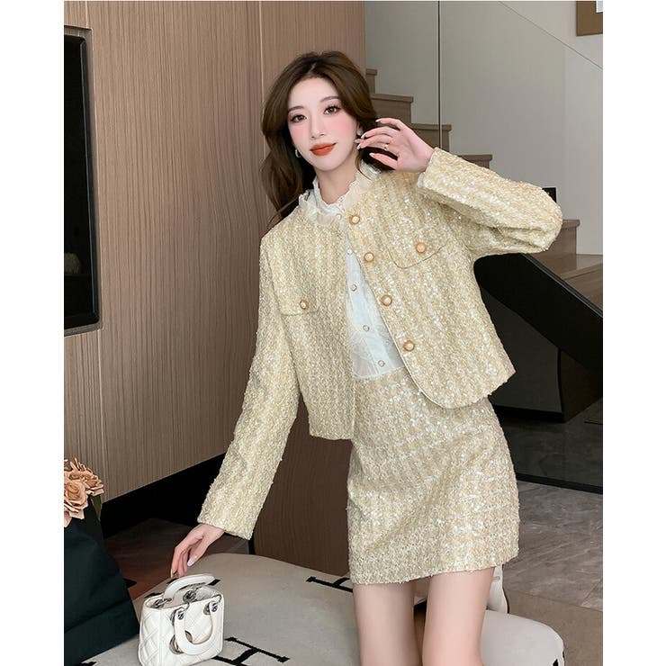 選ぶなら ツイード セットアップ 全2色[品番：JSFW0011822]｜JS FASHION スーツ・フォーマル・ドレス