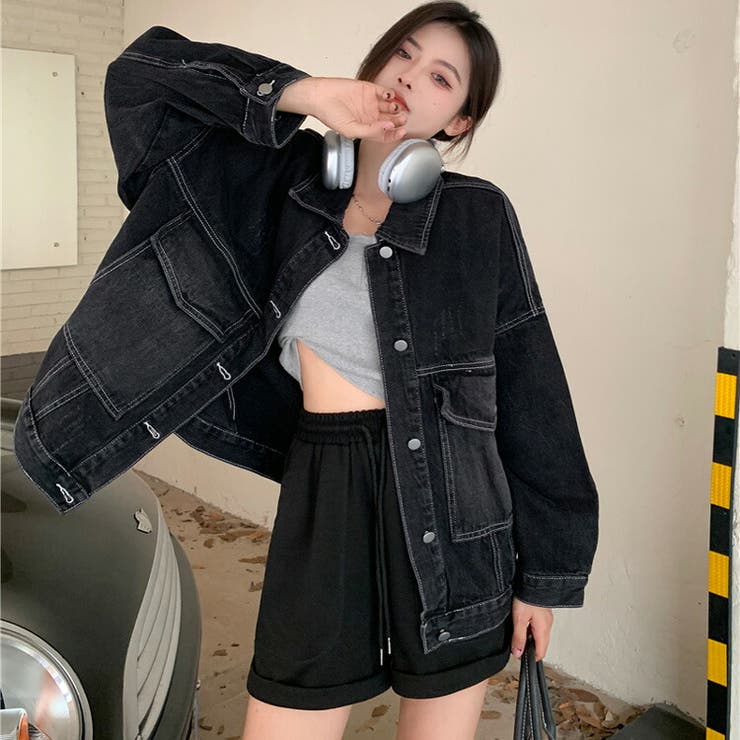 デニムジャケット 黒デニム 長袖[品番：JSFW0011849]｜JS FASHION