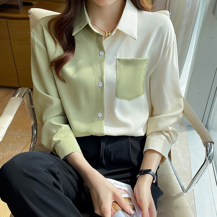 バイカラーシャツ 全2色 シャツ[品番：JSFW0011584]｜JS FASHION