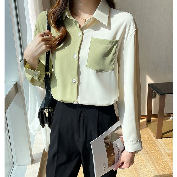 バイカラーシャツ 全2色 シャツ[品番：JSFW0011584]｜JS FASHION