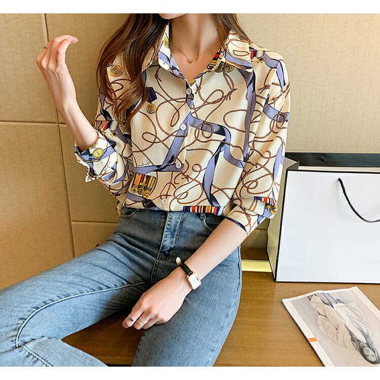 柄シャツ 全3色 チェーン柄[品番：JSFW0011595]｜JS FASHION