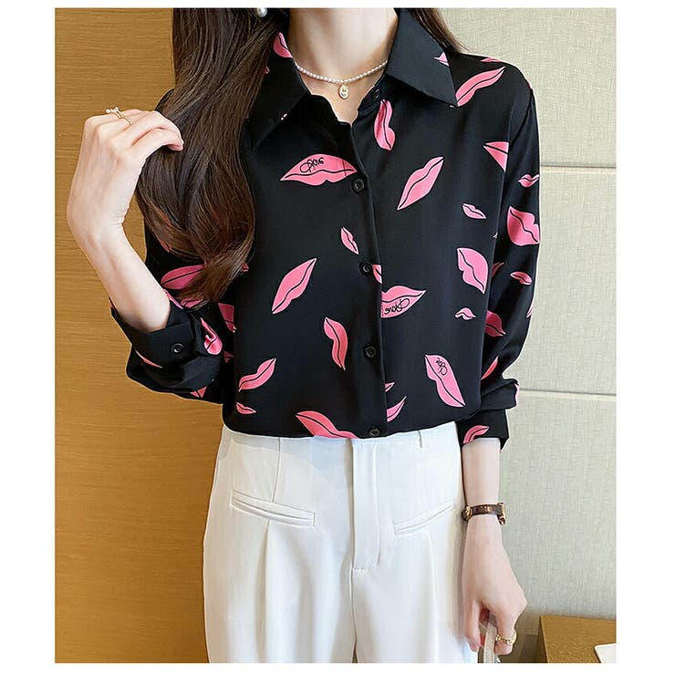 柄シャツ リップ柄 唇柄[品番：JSFW0011601]｜JS  FASHION（ジェーエスファッション）のレディースファッション通販｜SHOPLIST（ショップリスト）