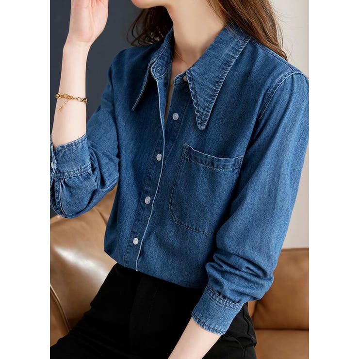 デニムシャツ 襟付き デニムコーデ[品番：JSFW0012718]｜JS FASHION 