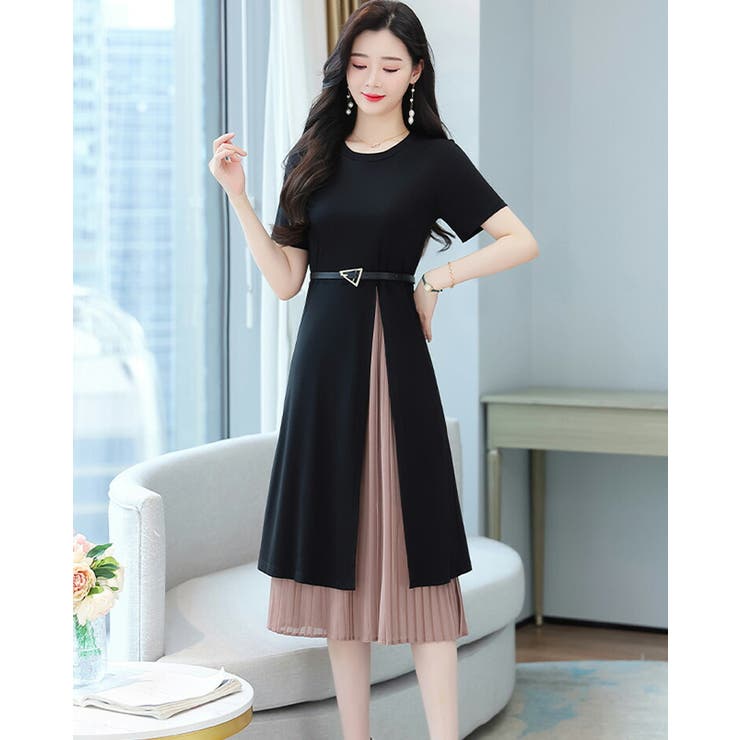 ワンピース レディース 40代 きれいめ 膝丈ワンピース 春夏新作 半袖ワンピース 黒 チュニック Aラインスカートオシャレ韓国風 大人 通勤OL ゆったり 30代 ワンピース レディース 40代 きれいめ 膝丈ワンピース 春夏新作 半袖
