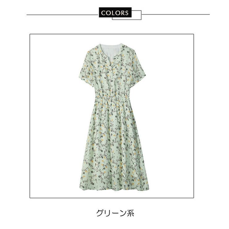 花柄 ワンピース Aライン[品番：JSFW0010373]｜JS FASHION