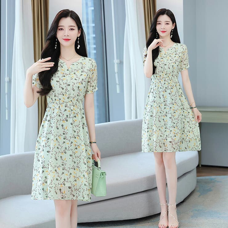 年末のプロモーション 花柄 ワンピース Aライン[品番：JSFW0010373]｜JS FASHION リフレクト