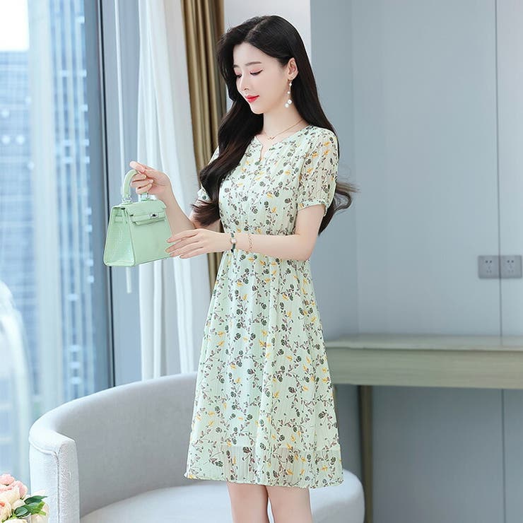 話題の行列 花柄 ワンピース FASHION Aライン[品番：JSFW0010373]｜JS Sサイズ