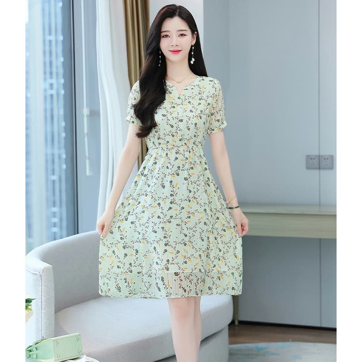 花柄 ワンピース Aライン[品番：JSFW0010373]｜JS FASHION
