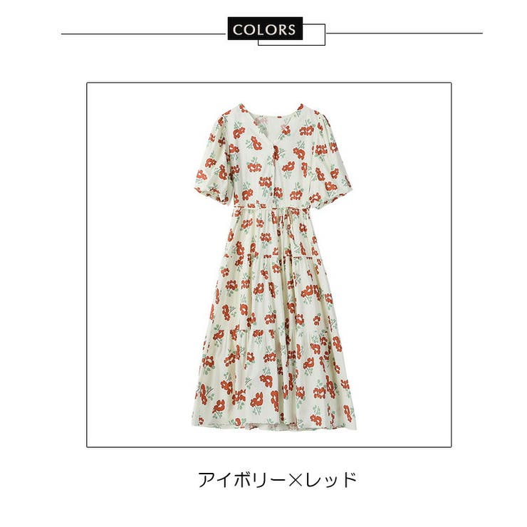 花柄 ワンピース Aライン[品番：JSFW0010374]｜JS FASHION