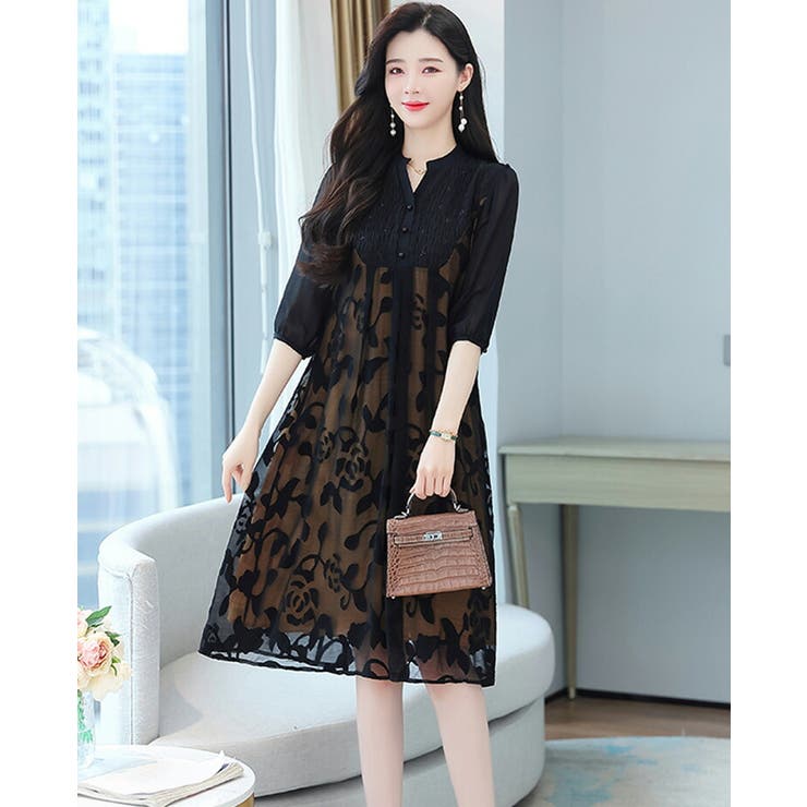花柄ワンピース 全2色 総柄[品番：JSFW0008193]｜JS FASHION