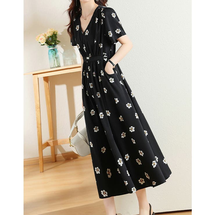 花柄 ワンピース Aライン[品番：JSFW0010383]｜JS FASHION