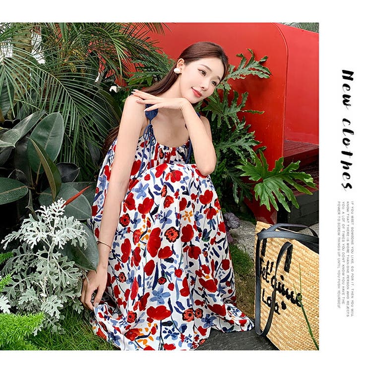リゾートワンピ 花柄ワンピ ゆったり[品番：JSFW0010414]｜JS