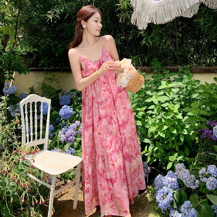 rosy monster floral dressワンピースドレス花柄ピンク-