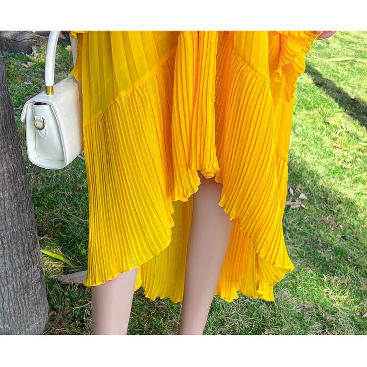 プリーツワンピース リゾートワンピ 黄色 | JS FASHION | 詳細画像17 
