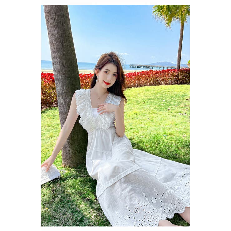 ワンピース　白　新品　S リゾートワンピ 背中可愛い 白[品番：JSFW0010433]｜JS FASHION