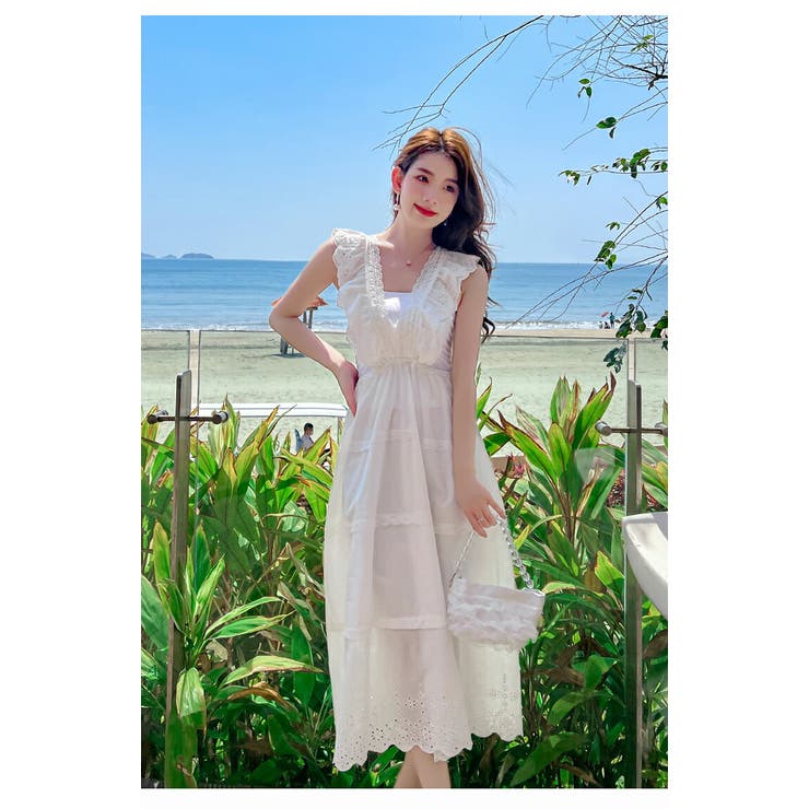 ワンピース　白　新品　S リゾートワンピ 背中可愛い 白[品番：JSFW0010433]｜JS FASHION