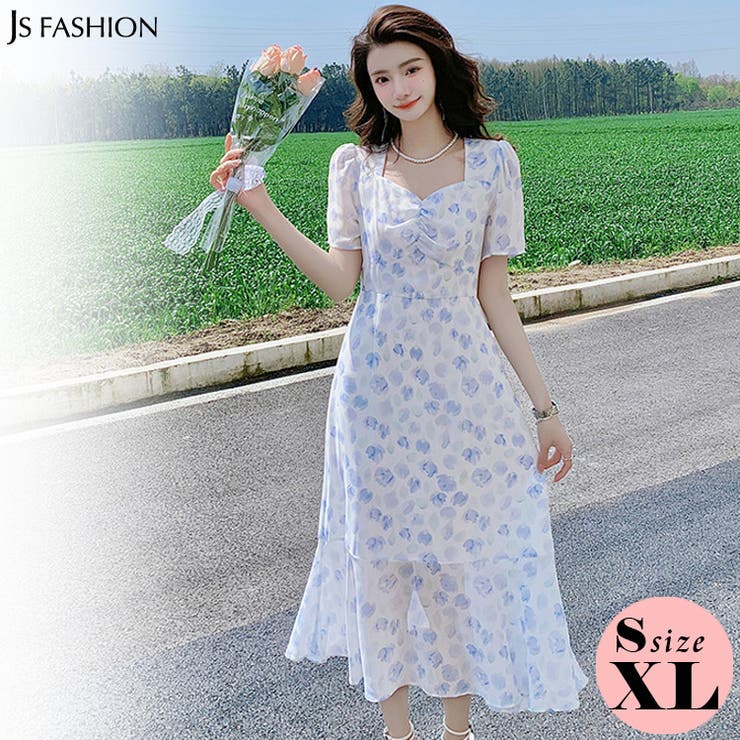花柄ワンピース シフォン シースルー[品番：JSFW0011001]｜JS