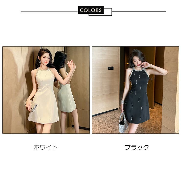 ミニワンピ 全2色 ビジュー[品番：JSFW0011697]｜JS FASHION