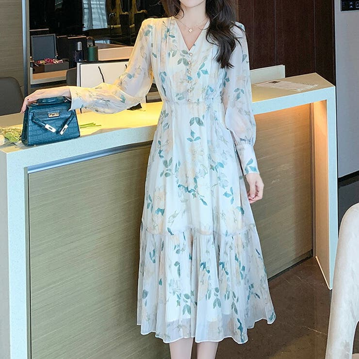 花柄ワンピ シフォン シースルー | JS FASHION | 詳細画像1 