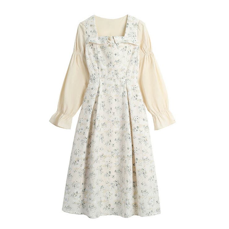 花柄ワンピ 全2色 スクエアネック[品番：JSFW0013480]｜JS