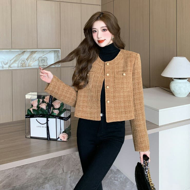 ツイードジャケット 全2色 ボタン飾り[品番：JSFW0012696]｜JS FASHION