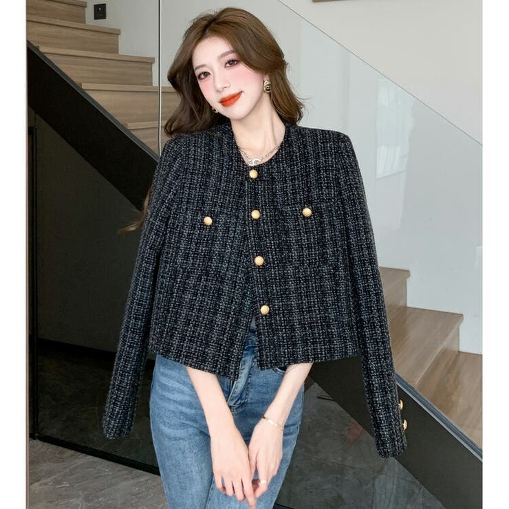 ツイードジャケット 全2色 ボタン飾り[品番：JSFW0012696]｜JS FASHION