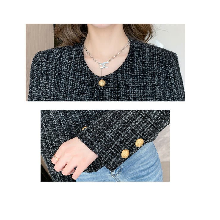 ツイードジャケット 全2色 ボタン飾り[品番：JSFW0012696]｜JS FASHION