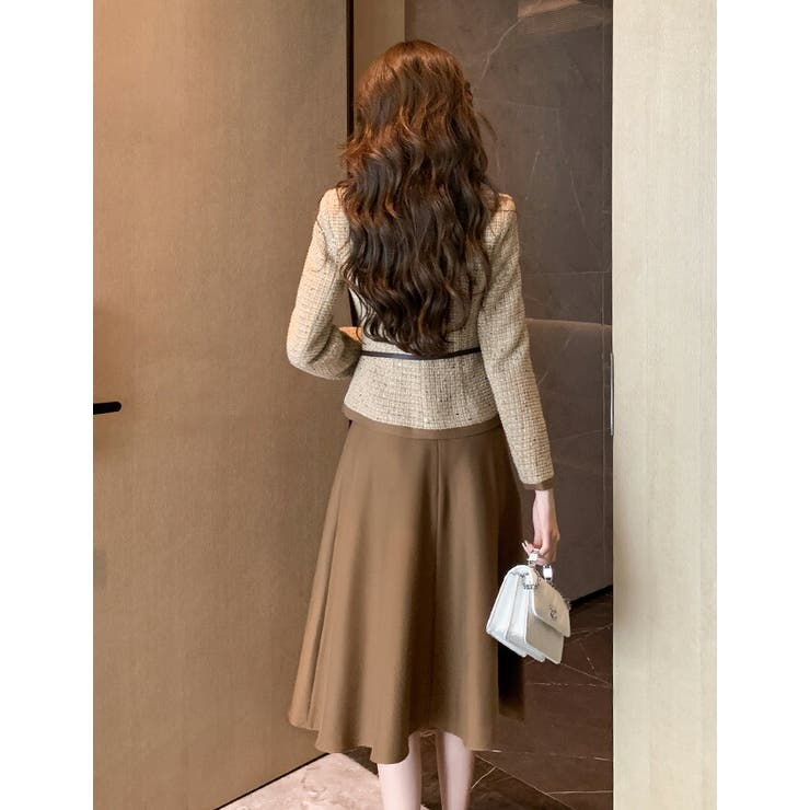 セットアップ ツイードジャケット ロングスカート[品番