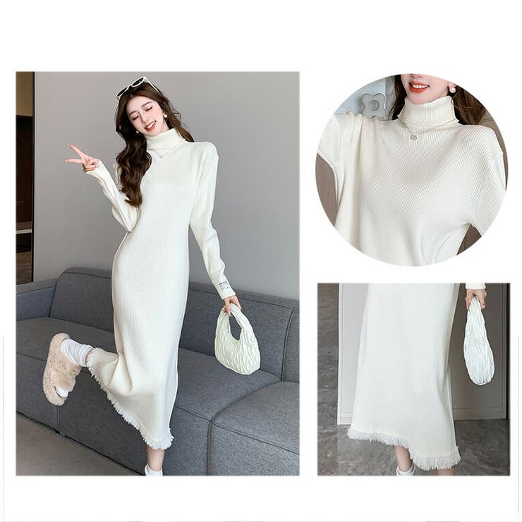 ❤️25新作 新品♡ SelfPortrait 白ニットロングワンピース