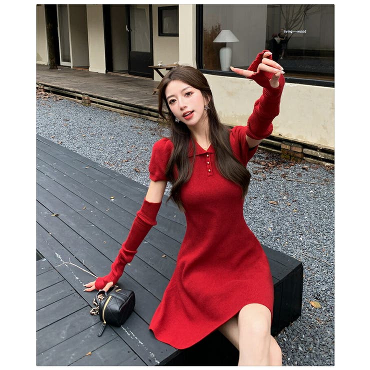 ニットワンピ 全2色 半袖[品番：JSFW0014494]｜JS FASHION
